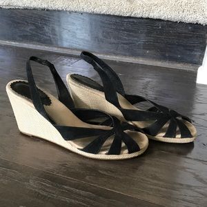 Ann Taylor Loft Black Espadrille Wedges